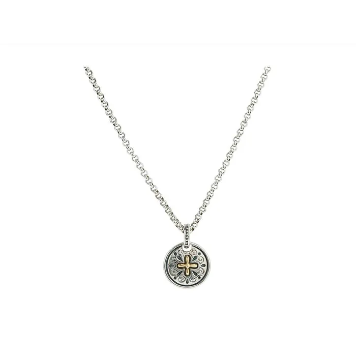 Necklaces Konstantino Konstantino Dome Sterling Silver and 18K Yellow Gold Round Pendant Necklaces Konstantino Konstantino Dome Sterling Silver and 18K Yellow Gold Round Pendant