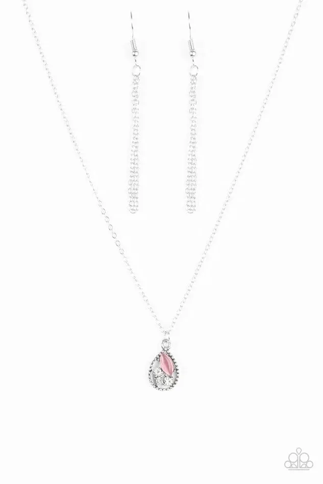Necklaces Paparazzi Jewelry Paparazzi Necklace Drop and Shimmer Pink