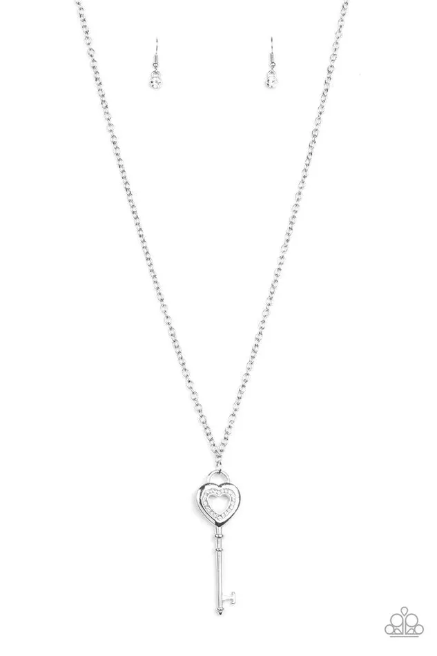 Necklaces Paparazzi Jewelry Paparazzi Necklace Unlock Your Heart White Necklaces Paparazzi Jewelry Paparazzi Necklace Unlock Your Heart White