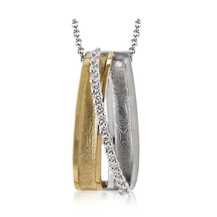 Necklaces Simon G Simon G 18K White and Yellow Gold Diamond Pendant Necklace