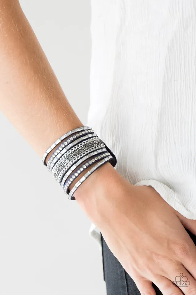Paparazzi Bracelet Rhinestone Rumble Blue Paparazzi Jewelry Bracelets