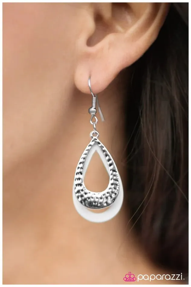 Paparazzi Earring As The TEARS Go By White Paparazzi Jewelry Earrings