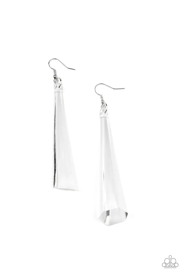 Paparazzi Earring Break The Ice White Paparazzi Jewelry Earrings