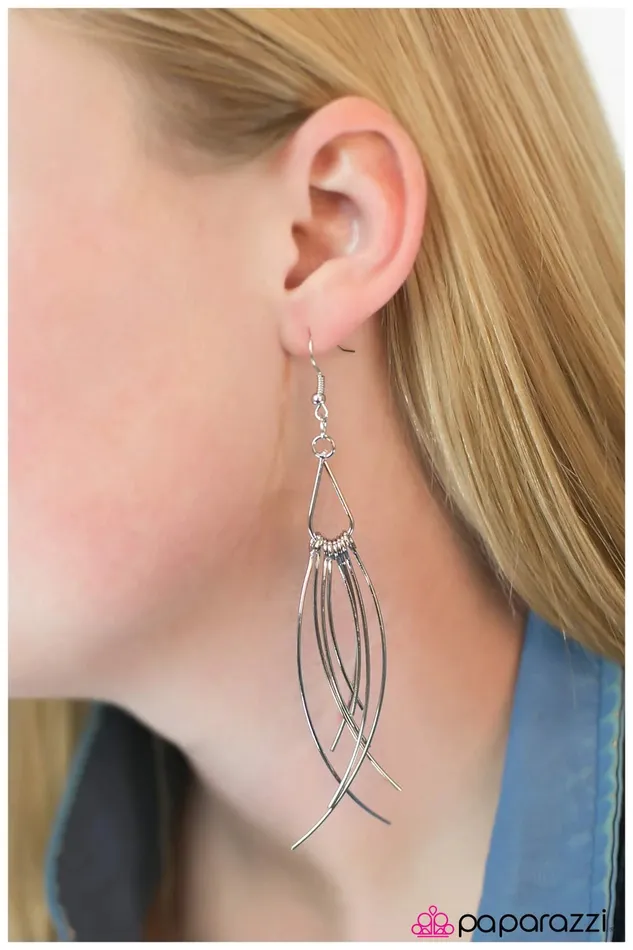 Paparazzi Earring Caught In A Whirlwind Silver Paparazzi Jewelry Earrings