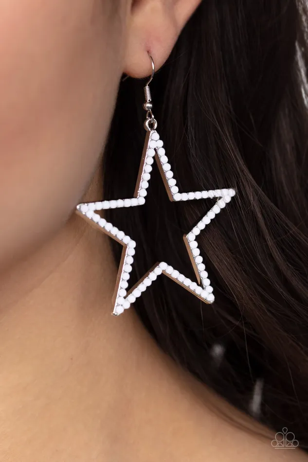 Paparazzi Earring Count Your Stars White Paparazzi Jewelry Earrings