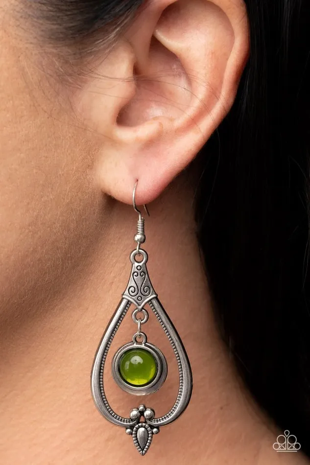Paparazzi Earring Ethereal Emblem Green Paparazzi Jewelry Earrings