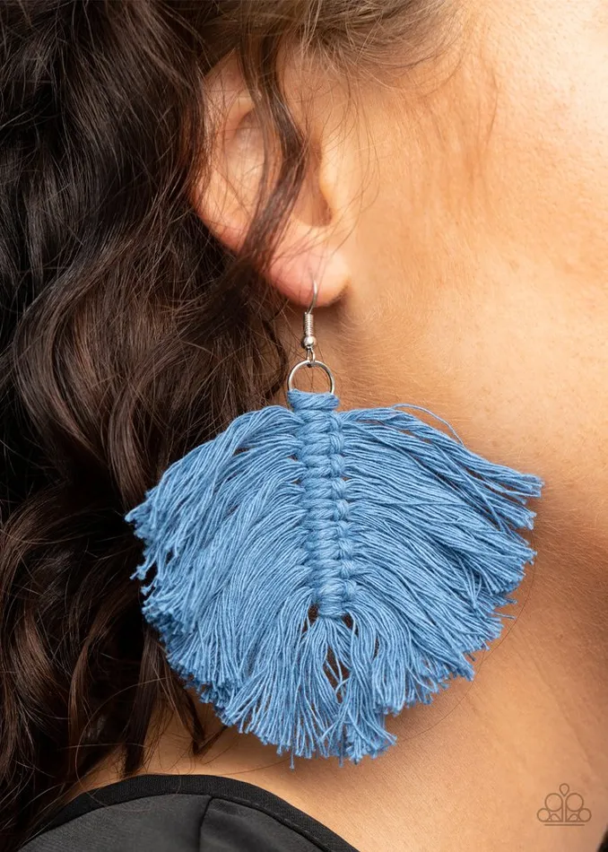 Paparazzi Earring Macrame Mamba Blue Paparazzi Jewelry Earrings