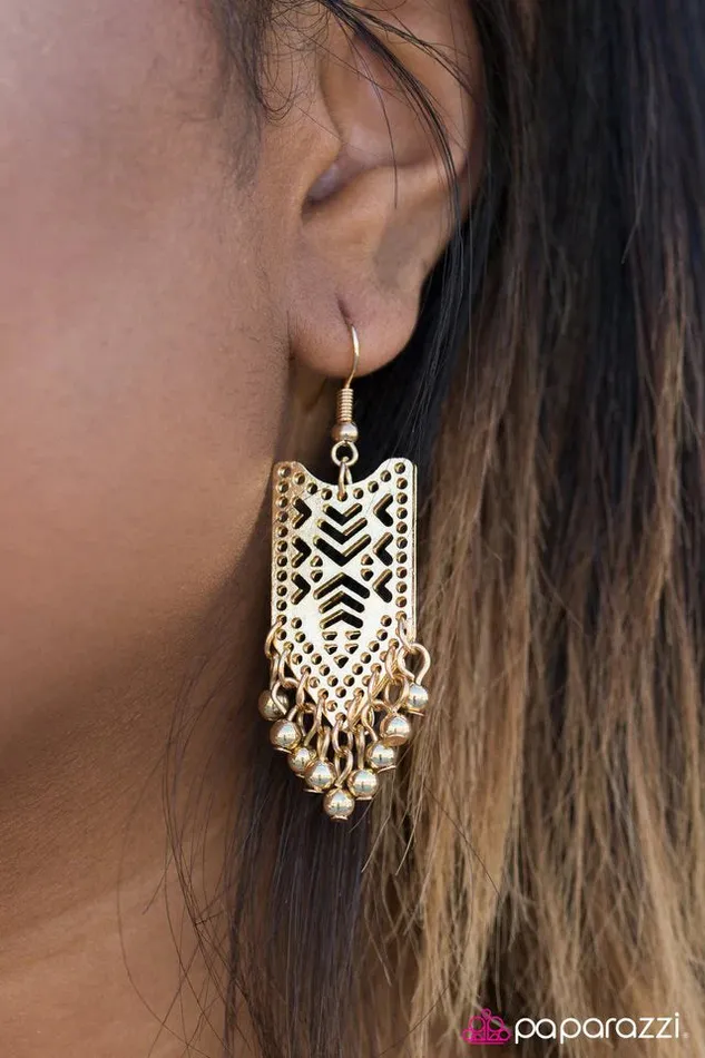 Paparazzi Earring Mayan Goddess Gold Paparazzi Jewelry Earrings