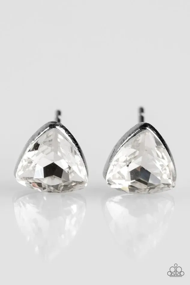 Paparazzi Earring Precision Shine White Post Paparazzi Jewelry Earrings
