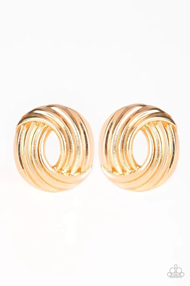 Paparazzi Earring Rare Refinement Gold Paparazzi Jewelry Earrings