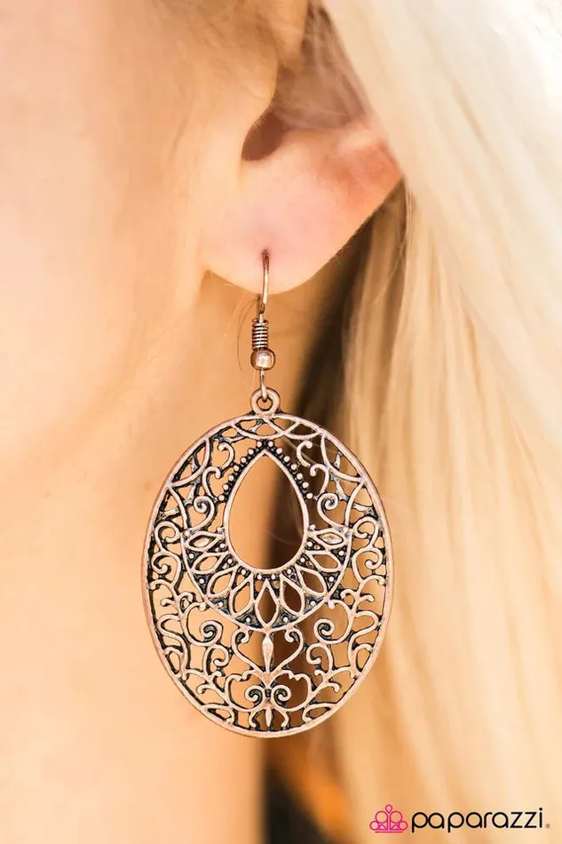 Paparazzi Earring Regal Code Copper Paparazzi Jewelry Earrings