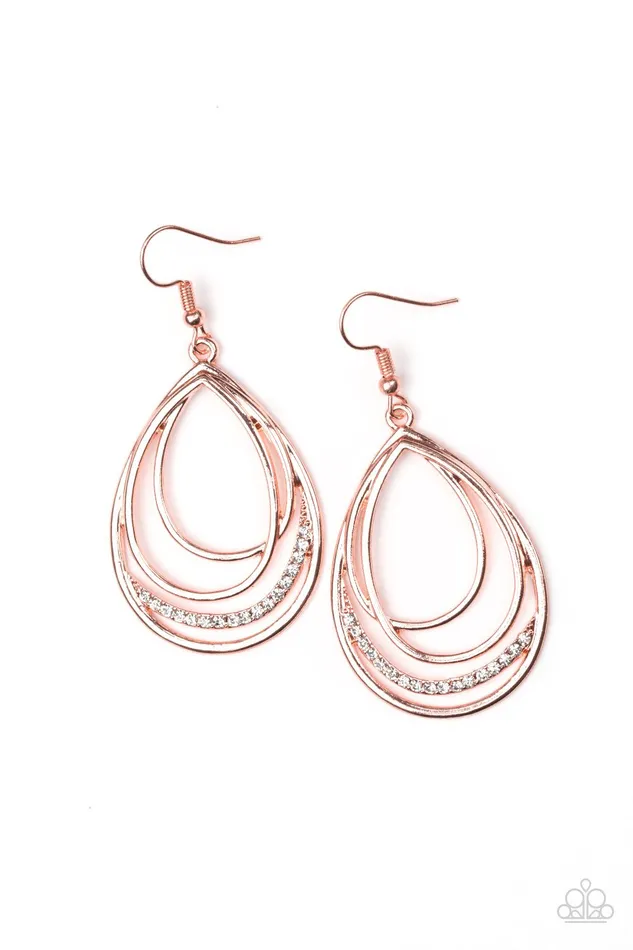 Paparazzi Earring Start Each Day With Sparkle Copper Paparazzi Jewelry Earrings