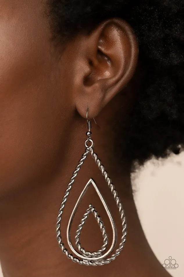 Paparazzi Earring Tastefully Twisty Black Paparazzi Jewelry Earrings
