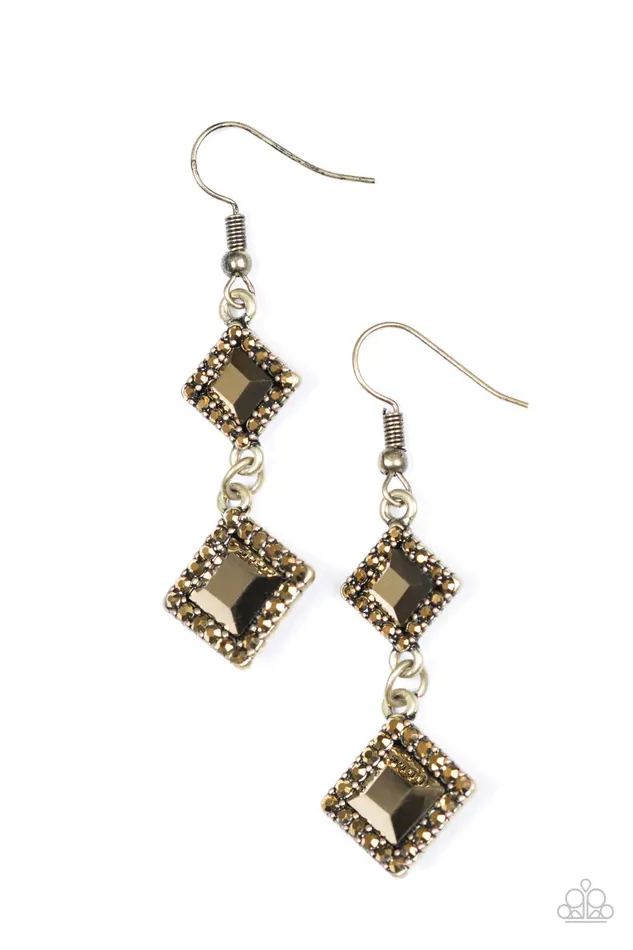 Paparazzi Earring Timelessly Times Square Brass Paparazzi Jewelry Earrings