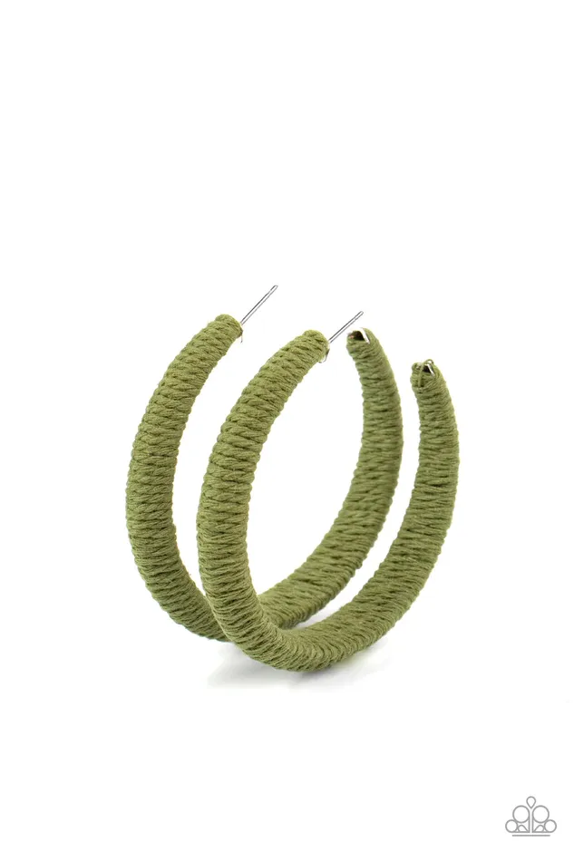 Paparazzi Earring TWINE and Dine Green Paparazzi Jewelry Earrings