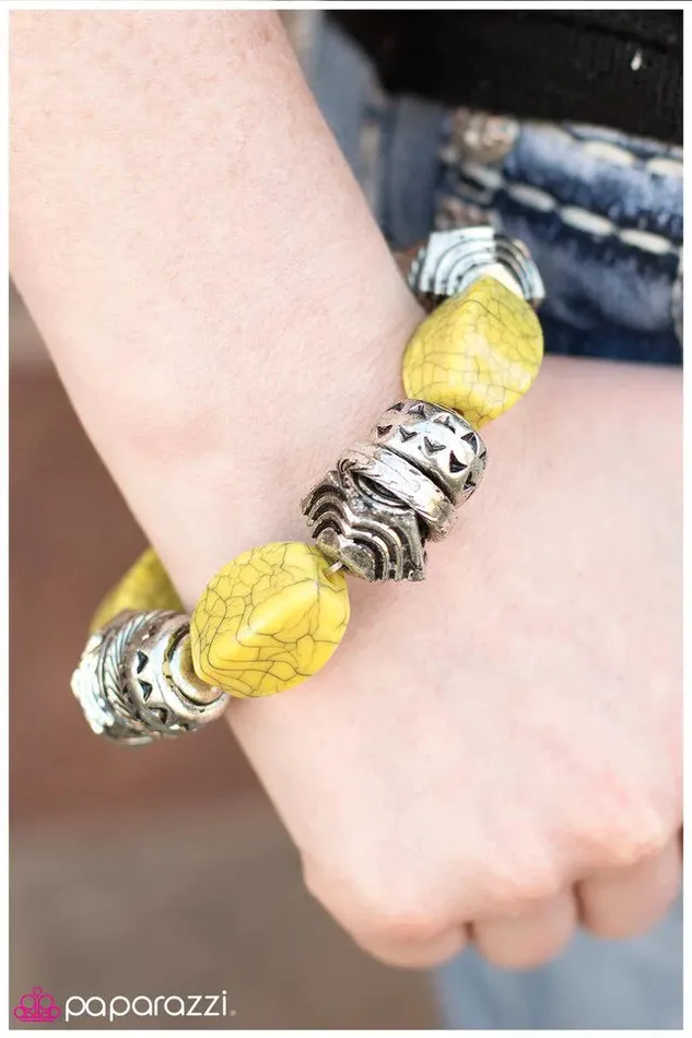 Paparazzi Jewelry Bracelets Paparazzi Bracelet Into The Great Wide Open Yellow