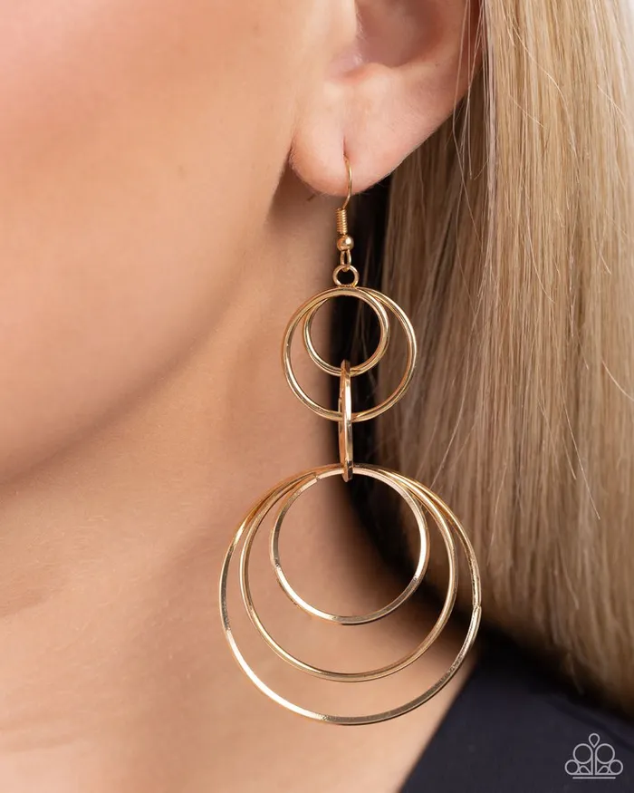 Paparazzi Jewelry Earrings Paparazzi Earring Disorienting Demure Gold