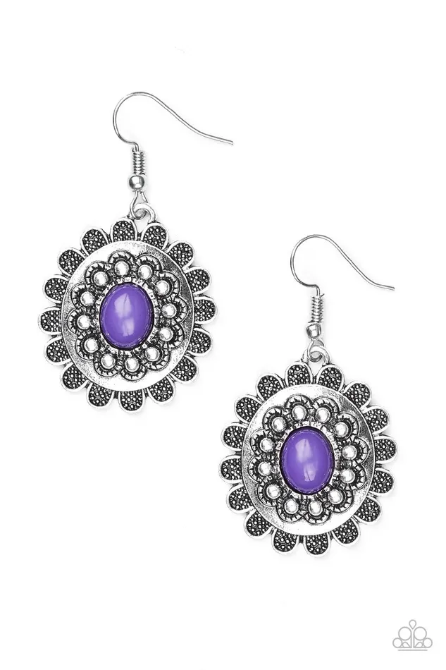 Paparazzi Jewelry Earrings Paparazzi Earring Summer Blooms Purple