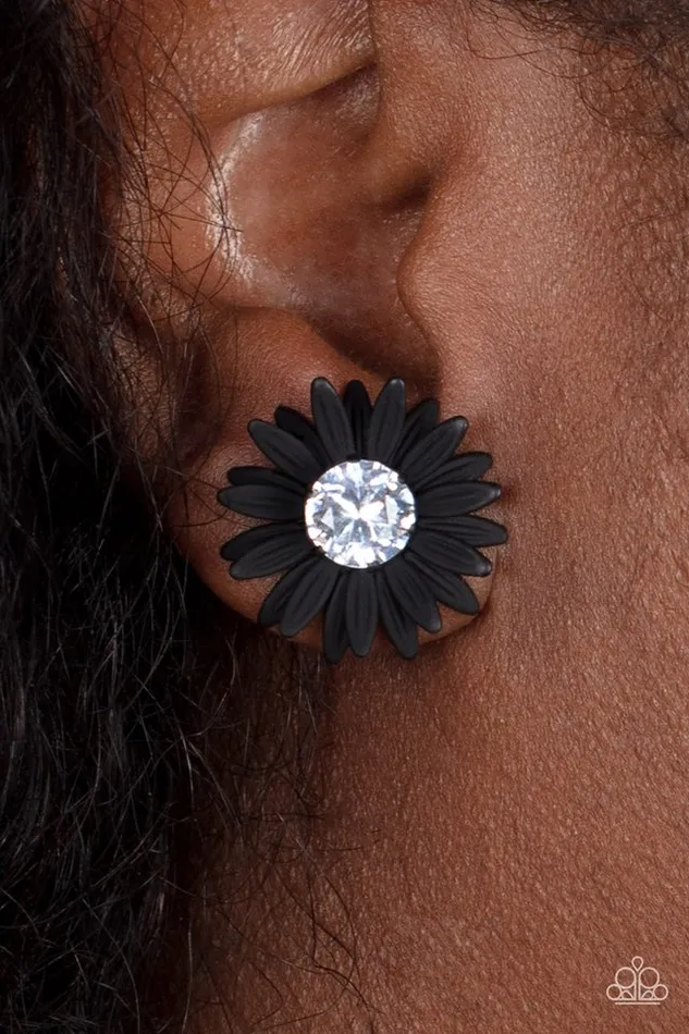 Paparazzi Jewelry Earrings Paparazzi Earring Sunshiny DAISy Black
