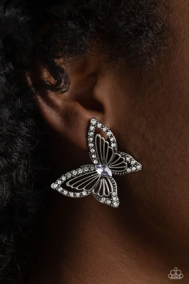 Paparazzi Jewelry Earrings Paparazzi Earring Wispy Wings Purple