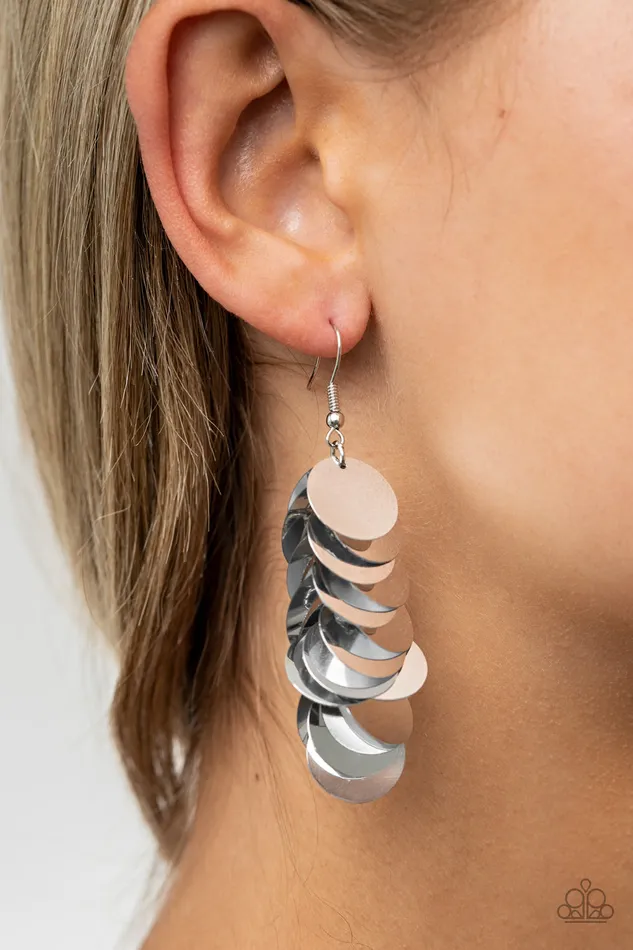 Paparazzi Jewelry Earrings Paparazzi Earrings Sept LOP Now You SEQUIN It Silver