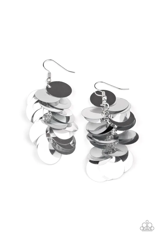 Paparazzi Jewelry Earrings Paparazzi Earrings Sept LOP Now You SEQUIN It Silver Paparazzi Jewelry Earrings Paparazzi Earrings Sept LOP Now You SEQUIN It Silver