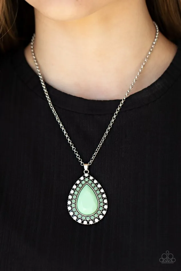 Paparazzi Jewelry Necklaces Paparazzi Necklace DROPLET Like Its Hot Green
