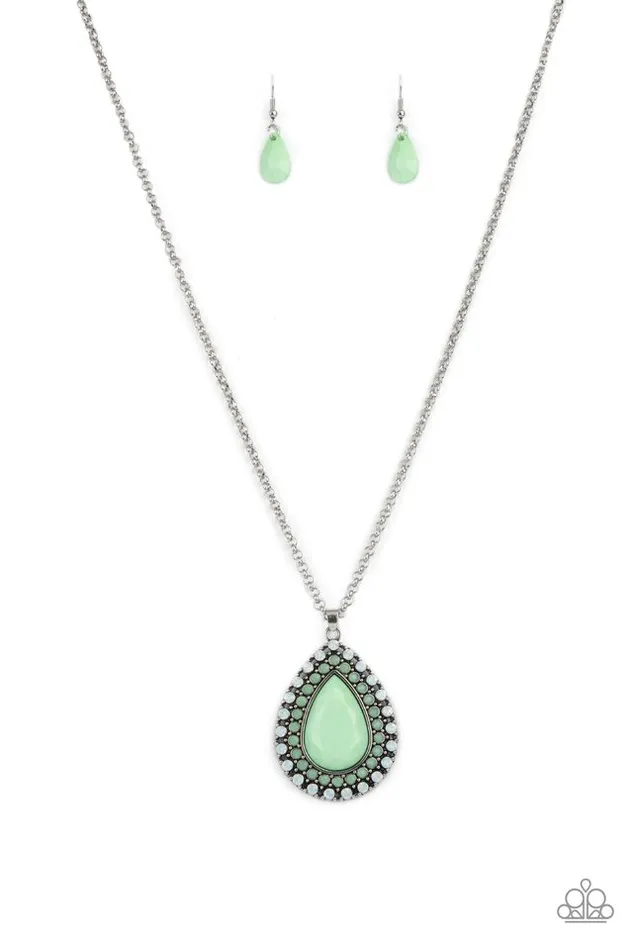 Paparazzi Jewelry Necklaces Paparazzi Necklace DROPLET Like Its Hot Green Paparazzi Jewelry Necklaces Paparazzi Necklace DROPLET Like Its Hot Green