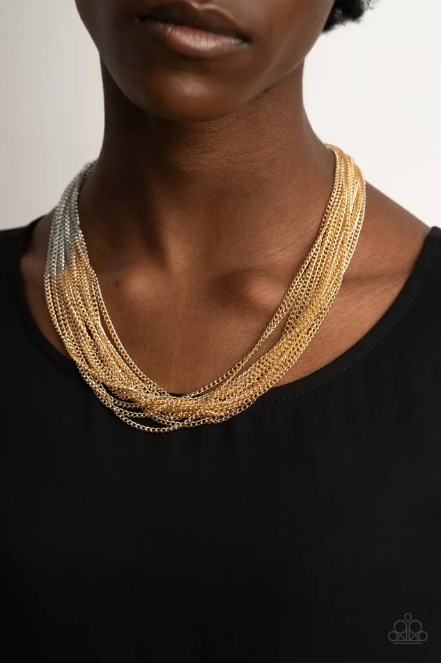 Paparazzi Jewelry Necklaces Paparazzi Necklace Metallic Merger Gold