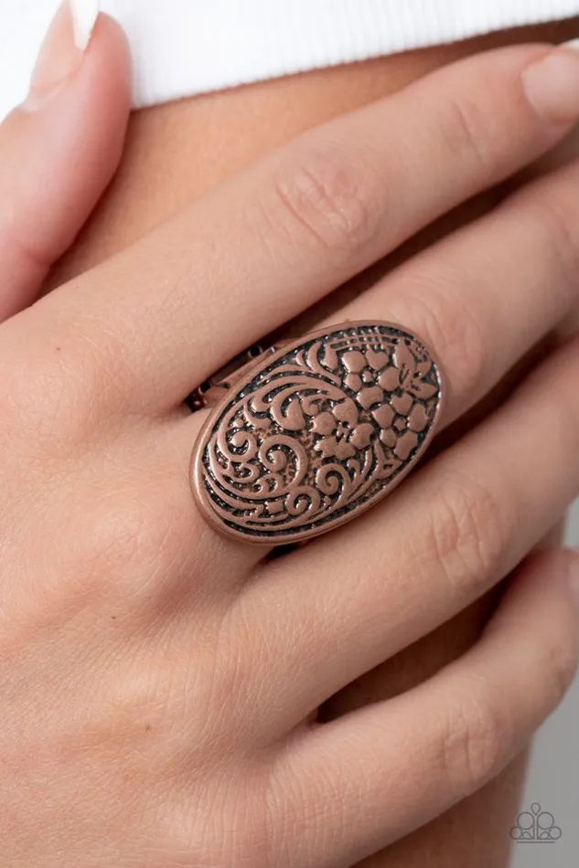 Paparazzi Jewelry Rings Paparazzi Ring Floral Fortress Copper