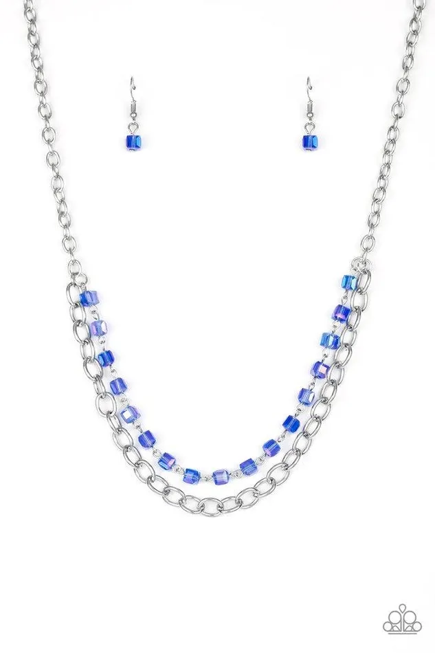 Paparazzi Necklace Block Party Princess Blue Paparazzi Jewelry Necklaces