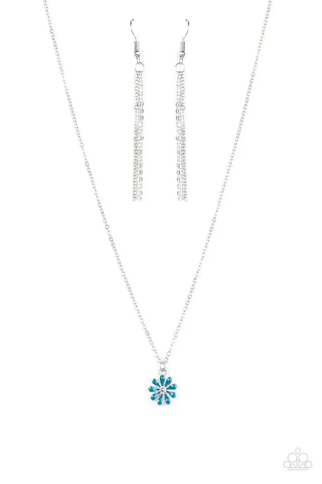 Paparazzi Necklace Flower Formal Blue Paparazzi Jewelry Necklaces