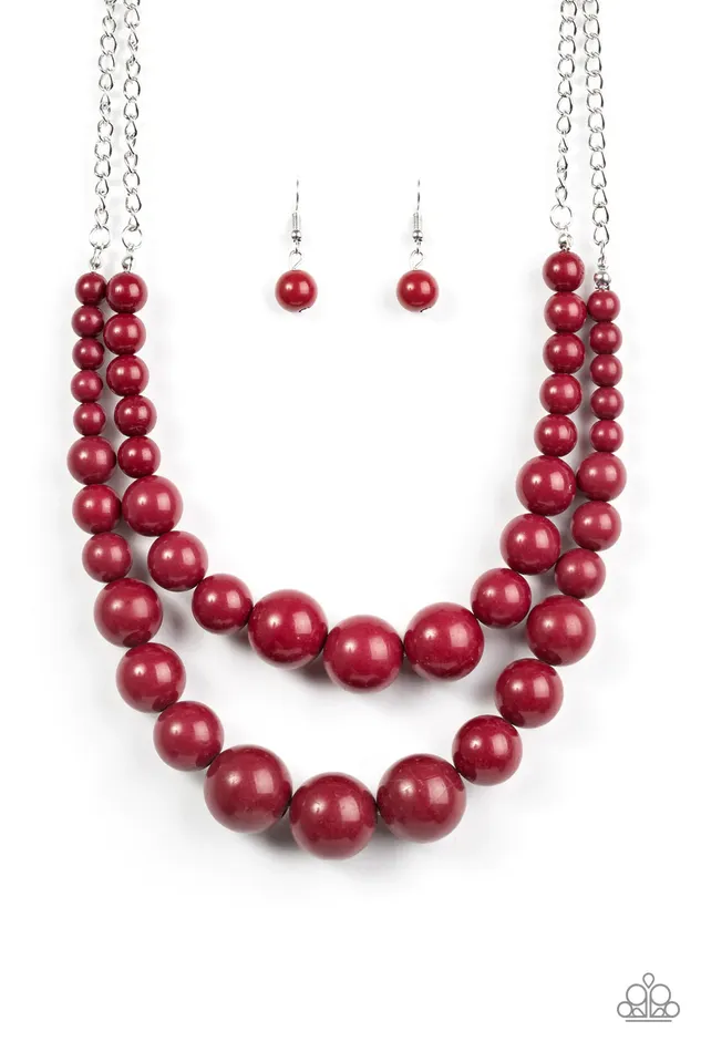 Paparazzi Necklace Full BEAD Ahead Red Paparazzi Jewelry Necklaces