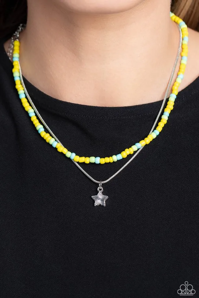 Paparazzi Necklace Starry Serendipity Yellow Paparazzi Jewelry Necklaces