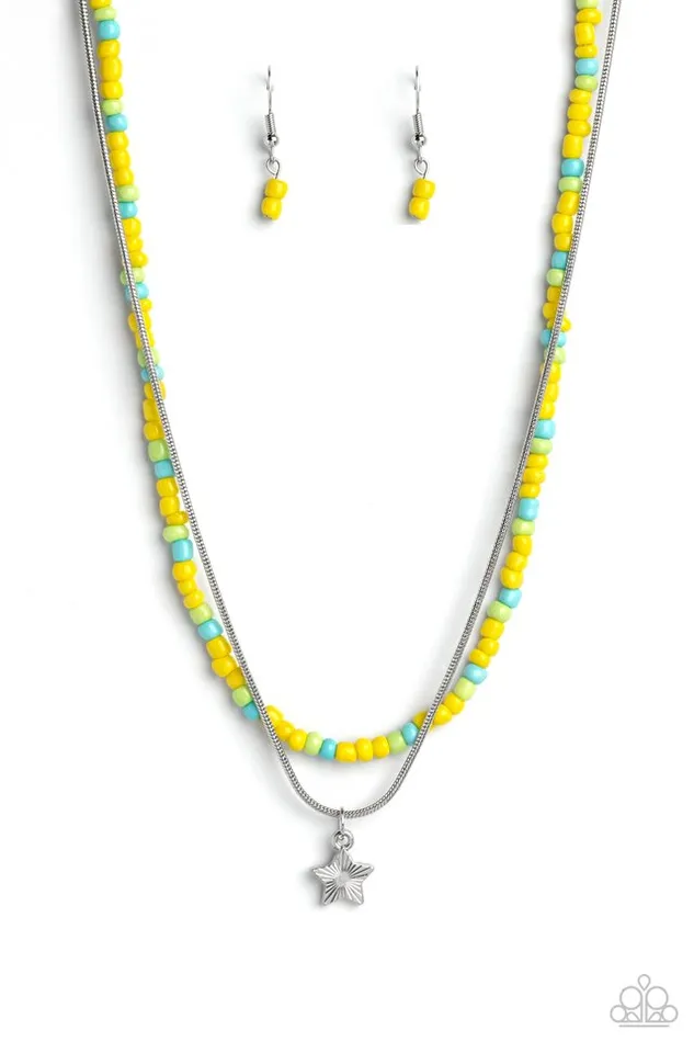 Paparazzi Necklace Starry Serendipity Yellow Paparazzi Jewelry Necklaces