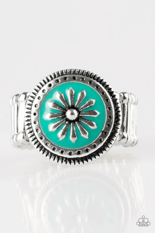 Paparazzi Ring FreeSpirited Flower Green Paparazzi Jewelry Rings