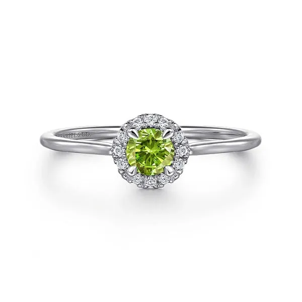 Rings 14K White Gold Peridot and Diamond Ring Gabriel Co
