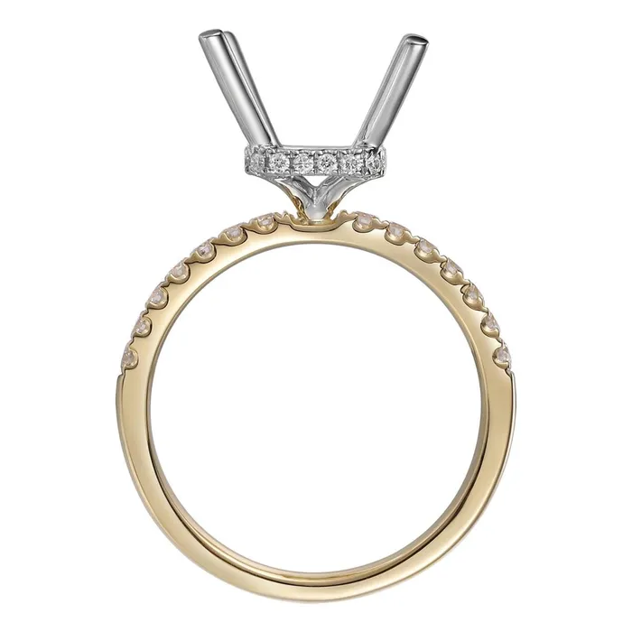 Rings Engagement Collections 18K Yellow Gold Semi Mount Ring with 18K White Gold Rectangle Hidden Halo Diamond Head Rings Engagement Collections 18K Yellow Gold Semi Mount Ring with 18K White Gold Rectangle Hidden Halo Diamond Head