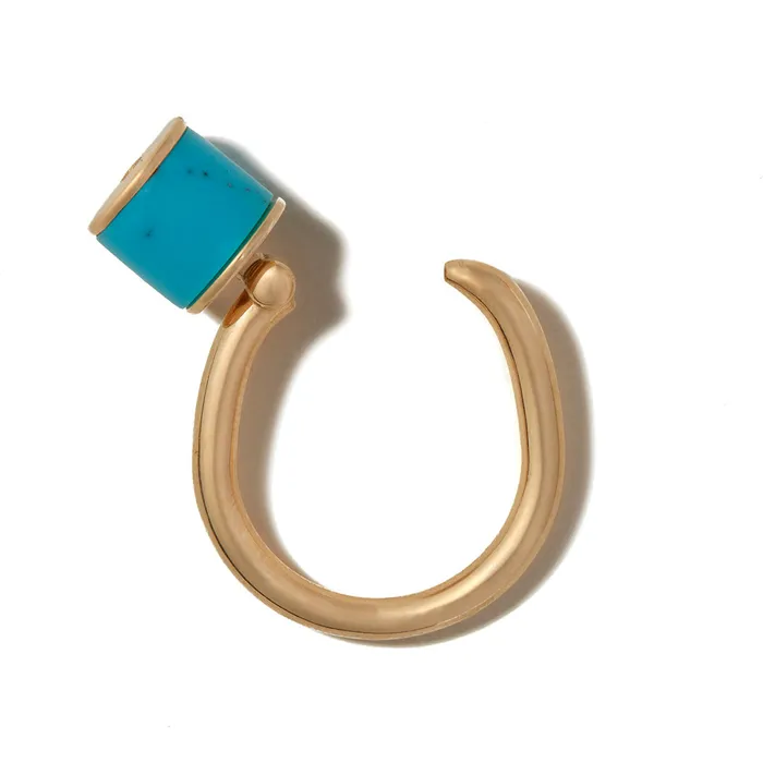 Rings Marla Aaron Marla Aaron 18K Gold Turquoise Chubby Trundle Lock Ring