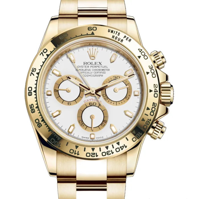 Rolex Bracelets Rolex Cosmograph Daytona 40mm Ref 1165080001 White Index Dial 18K Yellow Gold Oyster Bracelet Mens Watch