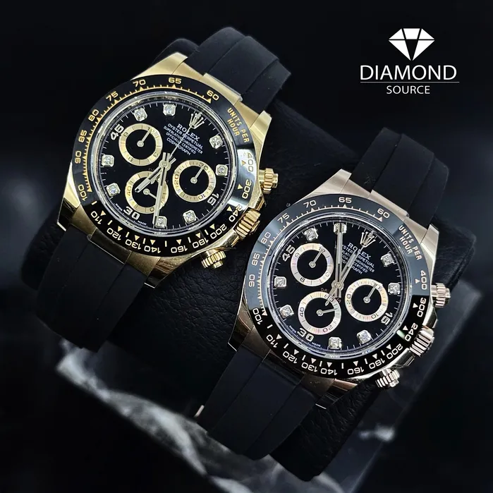 Rolex Bracelets Rolex Cosmograph Daytona 40mm Ref 116515ln0057 Black Diamond Dial Ceramic Bezel 18K Rose Gold Case Black Oysterflex Bracelet Mens Watch