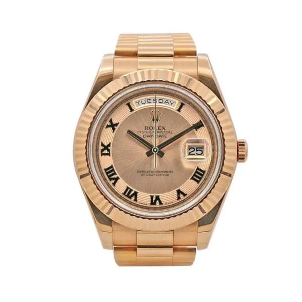 Rolex Bracelets Rolex Day Date II 41mm Ref ROL200000 Champagne Concentric Roman Dial Fluted Bezel 18K Rose Gold President Bracelet Mens Watch Rolex Bracelets Rolex Day Date II 41mm Ref ROL200000 Champagne Concentric Roman Dial Fluted Bezel 18K Rose Gold President Bracelet Mens Watch