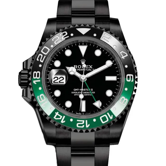 Rolex Bracelets Rolex GMTMaster II Sprite 40mm Ref 126720VTNR Black Dial Green Black Bezel PVD Stainless Steel Oyster Bracelet