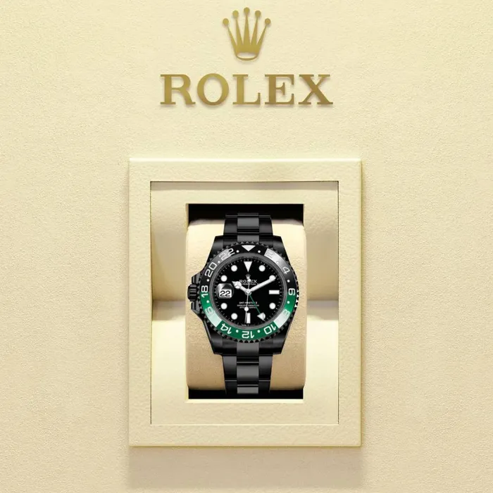 Rolex Bracelets Rolex GMTMaster II Sprite 40mm Ref 126720VTNR Black Dial Green Black Bezel PVD Stainless Steel Oyster Bracelet