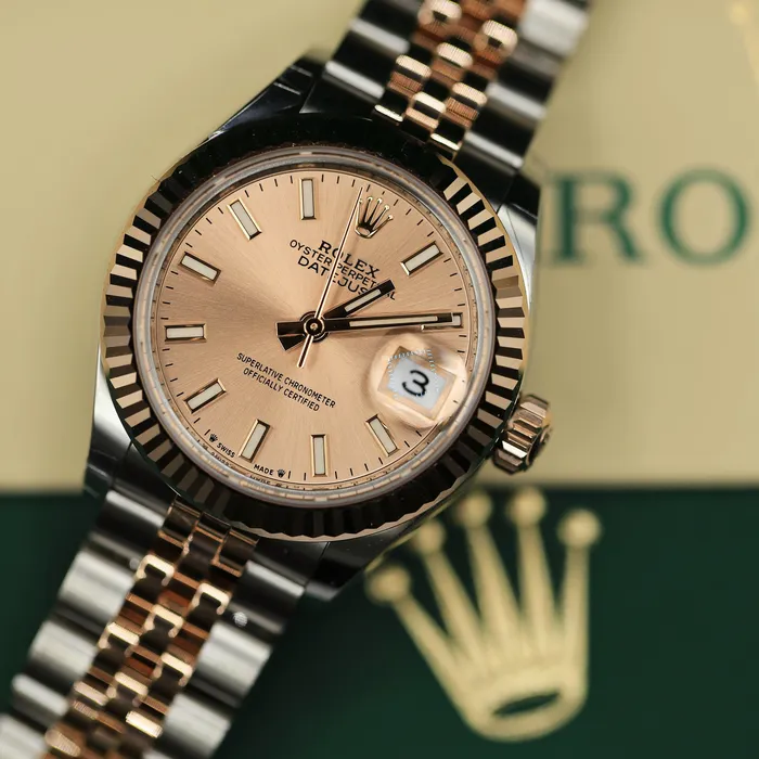 Rolex Bracelets Rolex LadyDatejust 28mm Ref 2791710001 Sundust Stick Dial Two Tone Stainless Steel 18K Rose Gold Jubilee Bracelet Womens Watch