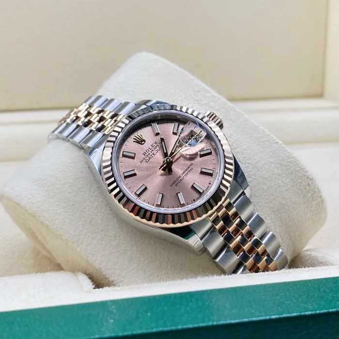 Rolex Bracelets Rolex LadyDatejust 28mm Ref 2791710001 Sundust Stick Dial Two Tone Stainless Steel 18K Rose Gold Jubilee Bracelet Womens Watch