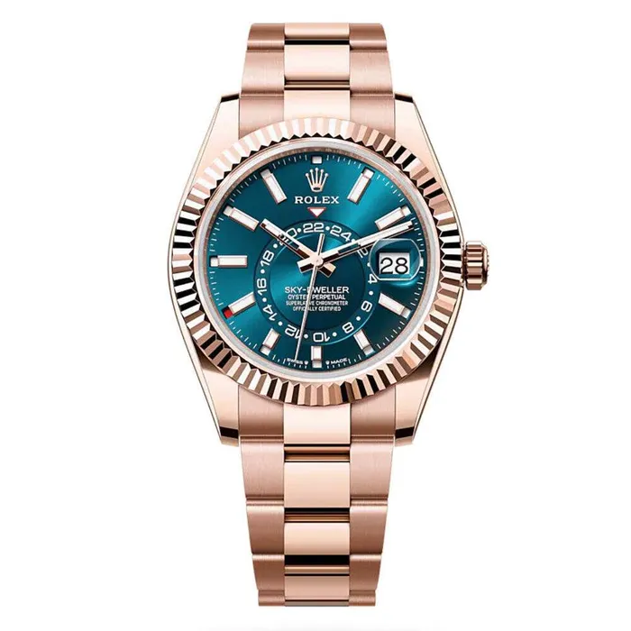 Rolex Rolex SkyDweller 42mm Ref 336935 BlueGreen Stick Dial 18K Rose Gold Oyster Bracelet Watch Bracelets Rolex Rolex SkyDweller 42mm Ref 336935 BlueGreen Stick Dial 18K Rose Gold Oyster Bracelet Watch Bracelets
