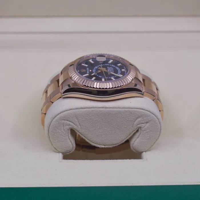 Rolex Rolex SkyDweller 42mm Ref 336935 BlueGreen Stick Dial 18K Rose Gold Oyster Bracelet Watch Bracelets