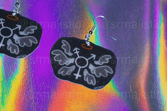 Sam Makes Things Earrings Alternative Pride Stylized Handmade Earrings collaboration with saltnox