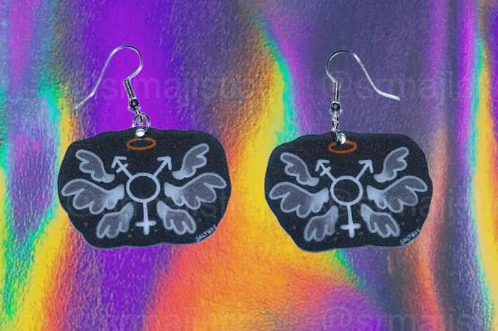 Sam Makes Things Earrings Alternative Pride Stylized Handmade Earrings collaboration with saltnox